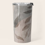 Serene Foliage Earthy Minimalist Botanical Art Peach Beige Grey Travel Mug Gallery Image 2