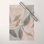 Serene Foliage Earthy Minimalist Botanical Art Peach Beige Grey Wrapping Paper Gallery Image 1