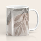 Serene Foliage Earthy Minimalist Botanical Art Peach Beige Grey Coffee Mug Gallery Image 1