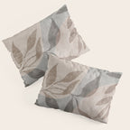 Serene Foliage Earthy Minimalist Botanical Art Peach Beige Grey Pillow Sham Gallery Image 3