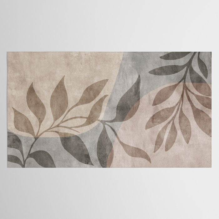 Serene Foliage Earthy Minimalist Botanical Art Peach Beige Grey Tablecloth Gallery Image 2