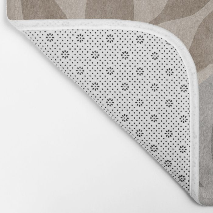 Serene Foliage Earthy Minimalist Botanical Art Peach Beige Grey Bath Mat Gallery Image 2