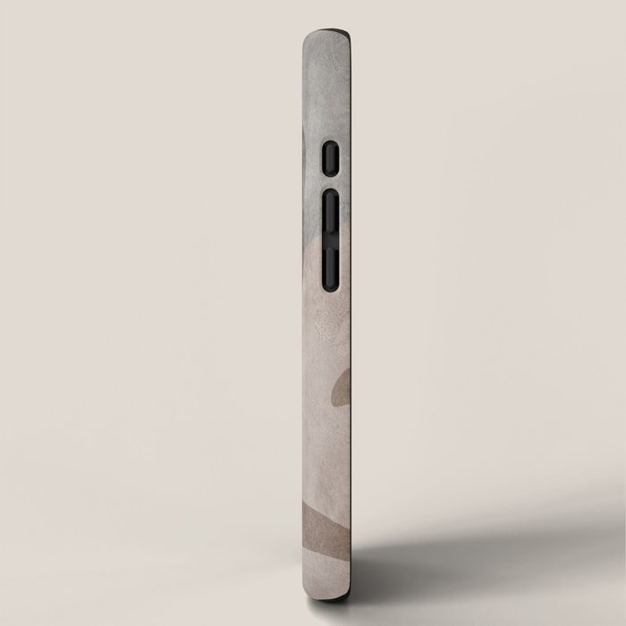 Serene Foliage Earthy Minimalist Botanical Art Peach Beige Grey iPhone Case Gallery Image 2