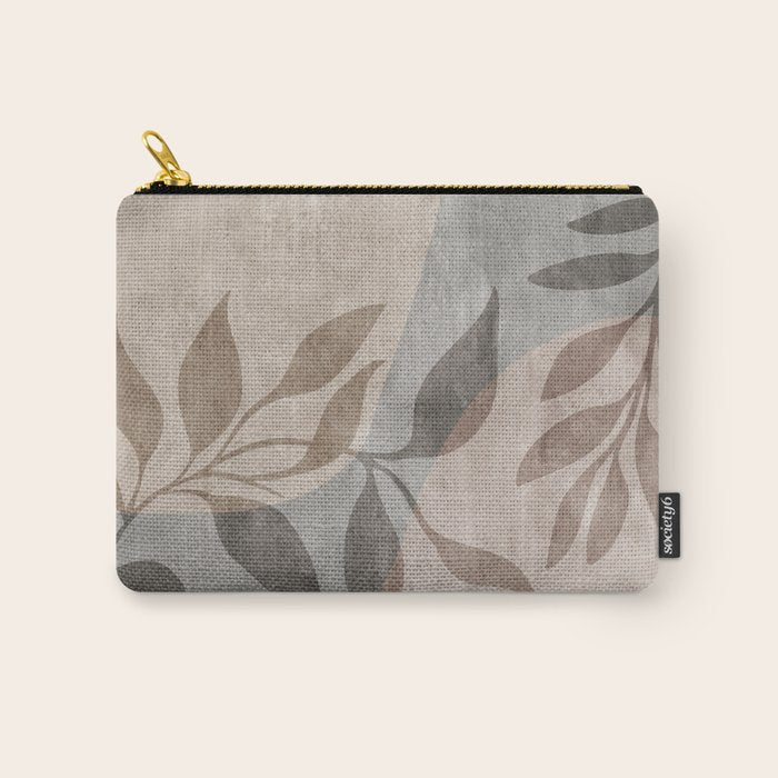 Serene Foliage Earthy Minimalist Botanical Art Peach Beige Grey Carry All Pouch Gallery Image 1