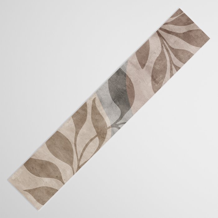 Serene Foliage Earthy Minimalist Botanical Art Peach Beige Grey Table Runner Gallery Image 3