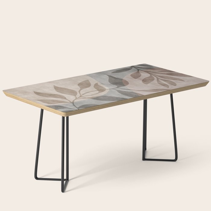 Serene Foliage Earthy Minimalist Botanical Art Peach Beige Grey Coffee Table Gallery Image 1