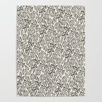 Organic Leaves Abstract Pattern in Charcoal Gray and Cream Poster Gallery Image 4