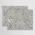 Organic Leaves Abstract Pattern in Charcoal Gray and Cream Placemat Gallery Image 1