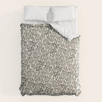 Organic Leaves Abstract Pattern in Charcoal Gray and Cream Comforter Gallery Image 6
