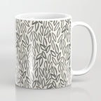 Organic Leaves Abstract Pattern in Charcoal Gray and Cream Coffee Mug Gallery Image 1