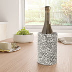 Organic Leaves Abstract Pattern in Charcoal Gray and Cream Wine Chiller Gallery Image 4