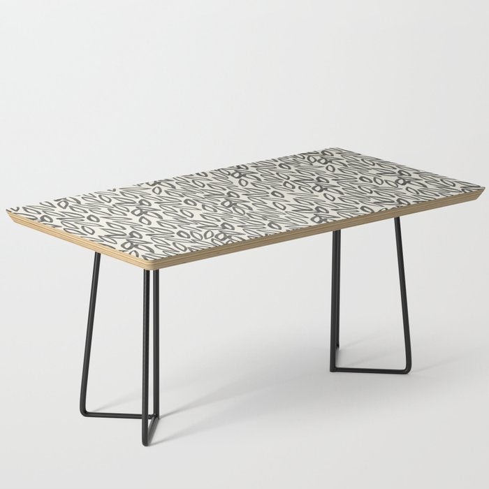 Organic Leaves Abstract Pattern in Charcoal Gray and Cream Coffee Table Gallery Image 1