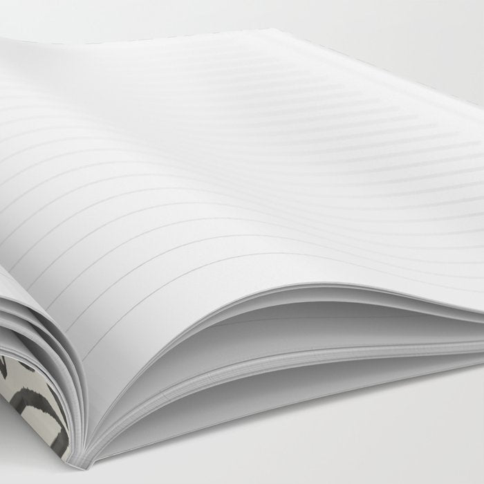 Organic Leaves Abstract Pattern in Charcoal Gray and Cream Notebook Gallery Image 2