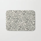 Organic Leaves Abstract Pattern in Charcoal Gray and Cream Bath Mat Gallery Image 1