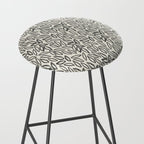 Organic Leaves Abstract Pattern in Charcoal Gray and Cream Stool Gallery Image 2