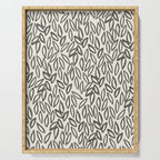 Organic Leaves Abstract Pattern in Charcoal Gray and Cream Serving Tray Gallery Image 1