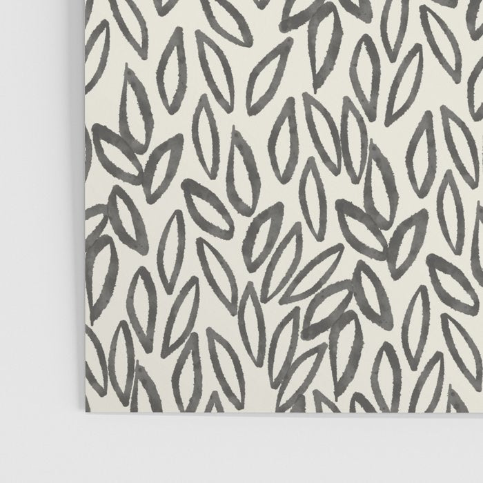 Organic Leaves Abstract Pattern in Charcoal Gray and Cream Poster Gallery Image 3
