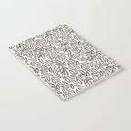 Organic Leaves Abstract Pattern in Charcoal Gray and Cream Notebook Gallery Image 3