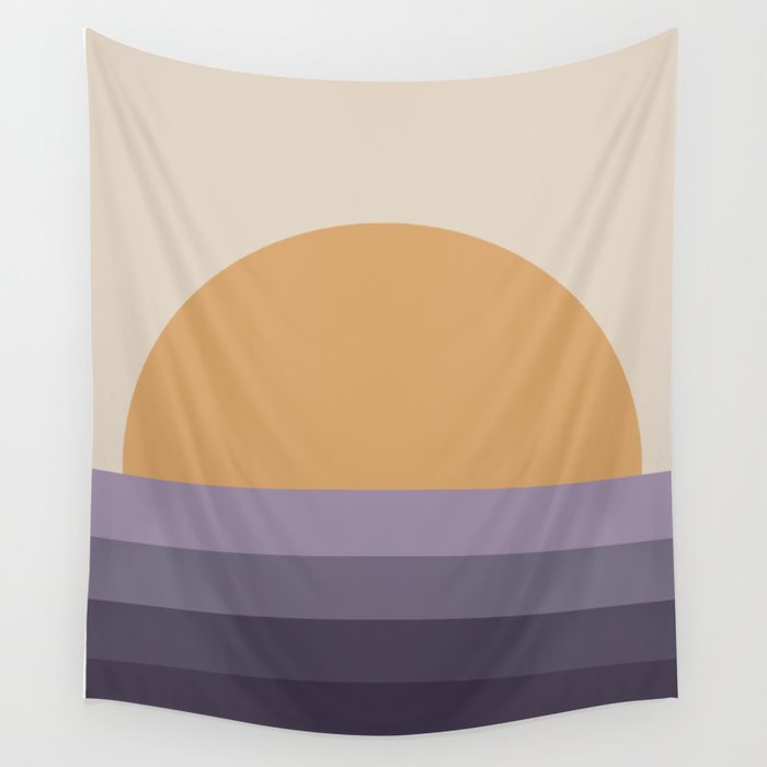 Minimal Retro Sunset Sunrise - Purple Mauve Dusk Wall Tapestry Gallery Image 4