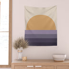 Minimal Retro Sunset Sunrise - Purple Mauve Dusk Wall Tapestry Gallery Image 2