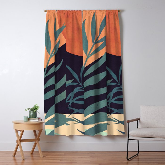 Abstract Art Tropical Leaves 16 Window Curtain Gallery Image 5