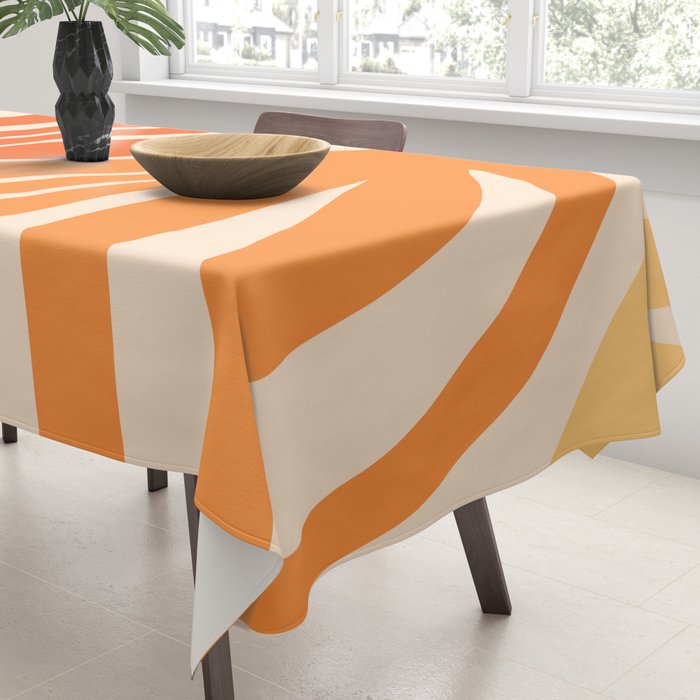 Maldives Abstract Botanical Pattern in Tangerine Orange Tones Tablecloth Gallery Image 3