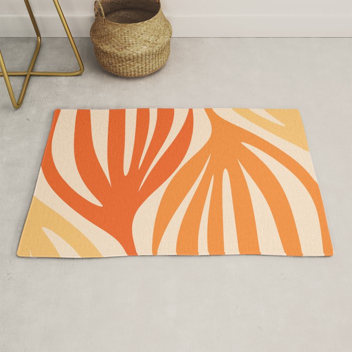 Maldives Abstract Botanical Pattern in Tangerine Orange Tones Rug Gallery Image 1