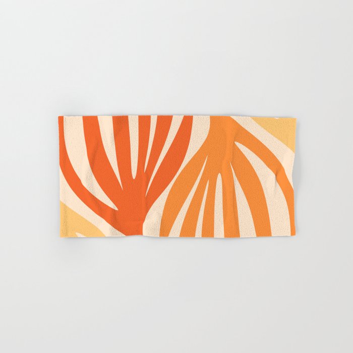 Maldives Abstract Botanical Pattern in Tangerine Orange Tones Bath Towel Gallery Image 1