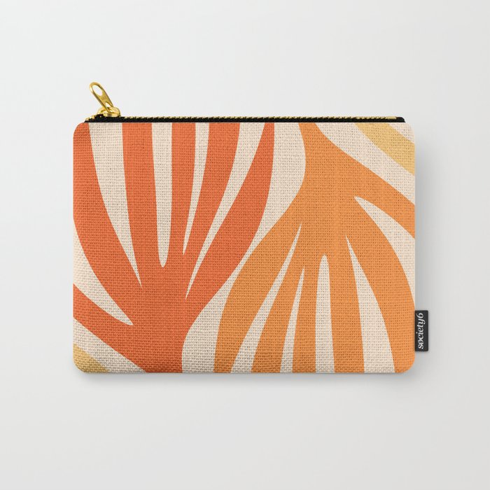 Maldives Abstract Botanical Pattern in Tangerine Orange Tones Carry All Pouch Gallery Image 1