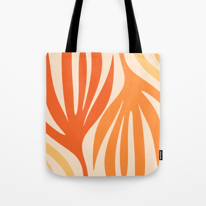 Maldives Abstract Botanical Pattern in Tangerine Orange Tones Tote Bag Gallery Image 1
