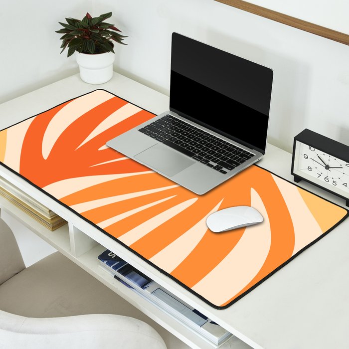 Maldives Abstract Botanical Pattern in Tangerine Orange Tones Desk Mat Gallery Image 2