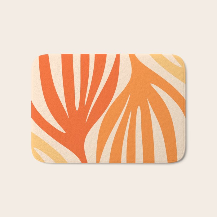 Maldives Abstract Botanical Pattern in Tangerine Orange Tones Bath Mat Gallery Image 1