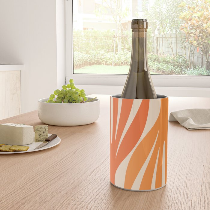 Maldives Abstract Botanical Pattern in Tangerine Orange Tones Wine Chiller Gallery Image 4
