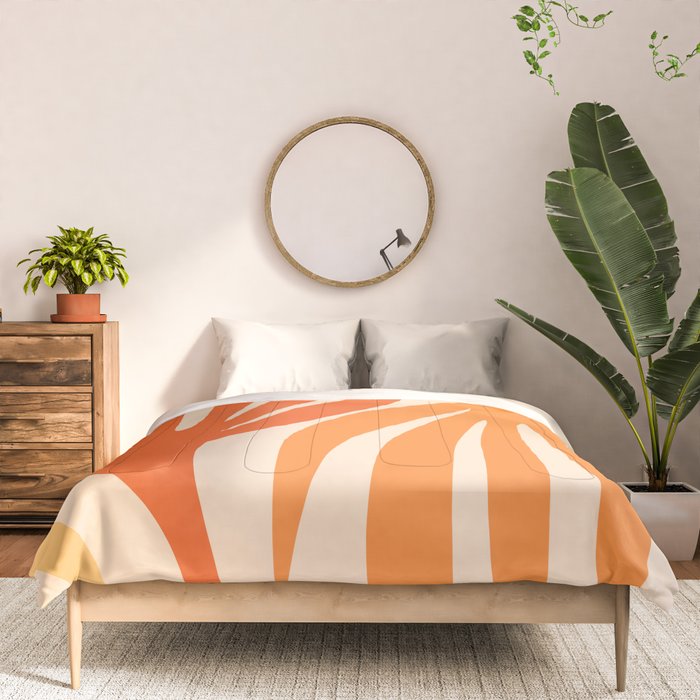Maldives Abstract Botanical Pattern in Tangerine Orange Tones Comforter Gallery Image 3