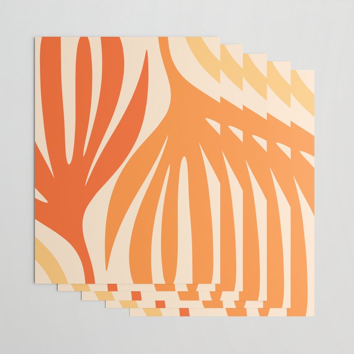 Maldives Abstract Botanical Pattern in Tangerine Orange Tones Wrapping Paper Gallery Image 3