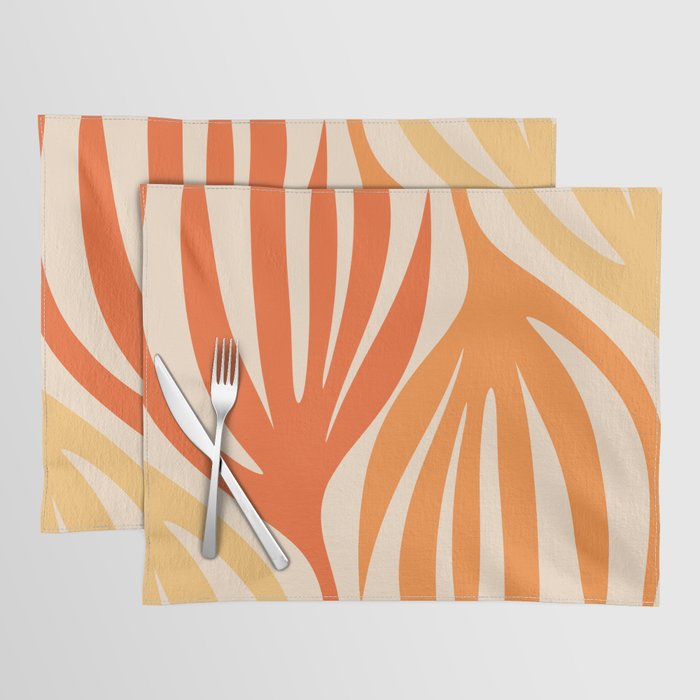 Maldives Abstract Botanical Pattern in Tangerine Orange Tones Placemat Gallery Image 1