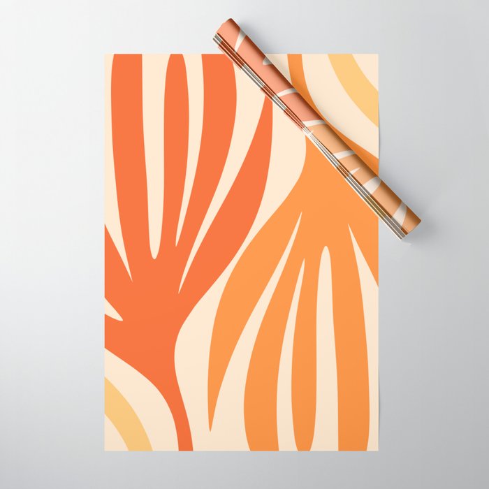 Maldives Abstract Botanical Pattern in Tangerine Orange Tones Wrapping Paper Gallery Image 1