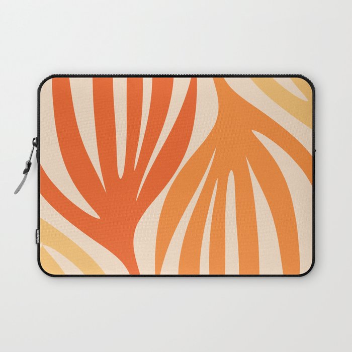 Maldives Abstract Botanical Pattern in Tangerine Orange Tones Laptop Sleeve Gallery Image 1