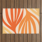 Maldives Abstract Botanical Pattern in Tangerine Orange Tones Outdoor Rug Gallery Image 1