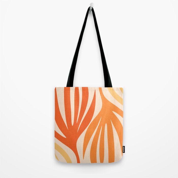 Maldives Abstract Botanical Pattern in Tangerine Orange Tones Tote Bag Gallery Image 2