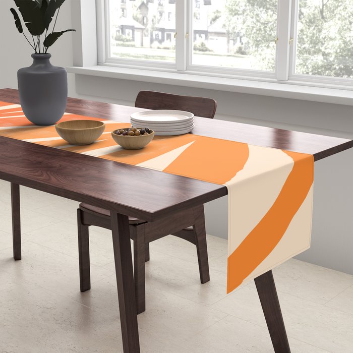 Maldives Abstract Botanical Pattern in Tangerine Orange Tones Table Runner Gallery Image 2