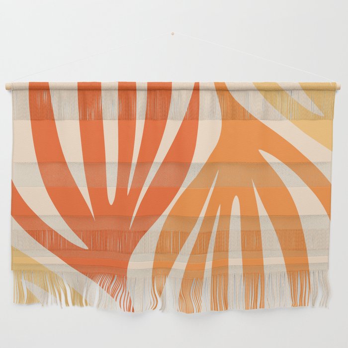 Maldives Abstract Botanical Pattern in Tangerine Orange Tones Wall Hanging Gallery Image 1