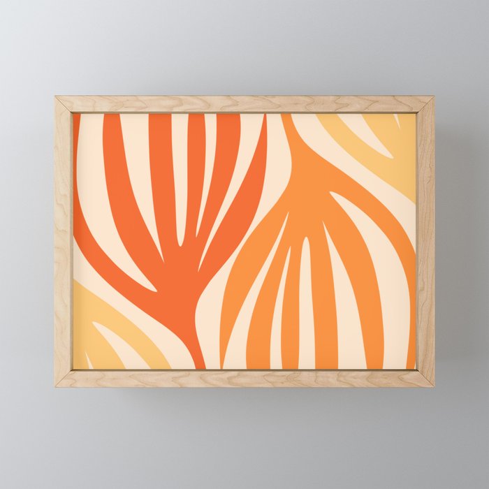 Maldives Abstract Botanical Pattern in Tangerine Orange Tones Mini Art Print Gallery Image 1