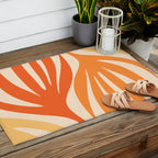 Maldives Abstract Botanical Pattern in Tangerine Orange Tones Outdoor Rug Gallery Image 2