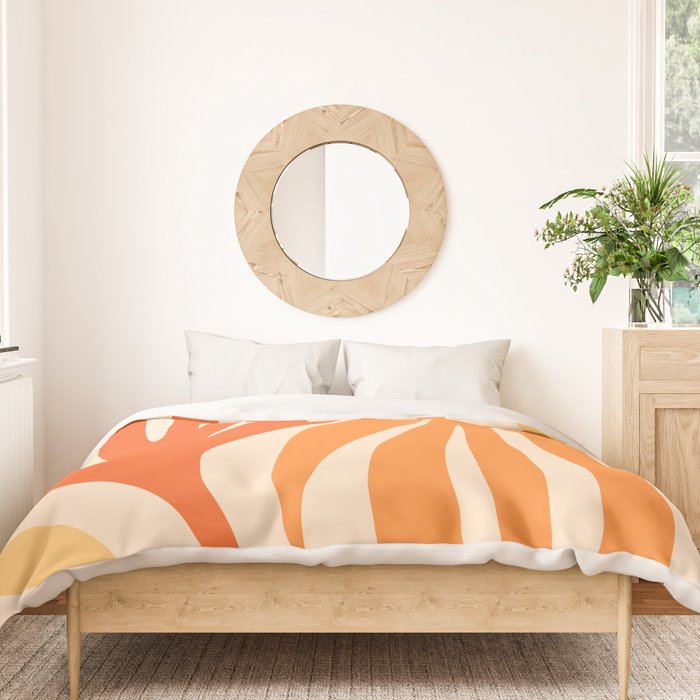 Maldives Abstract Botanical Pattern in Tangerine Orange Tones Duvet Cover Gallery Image 3