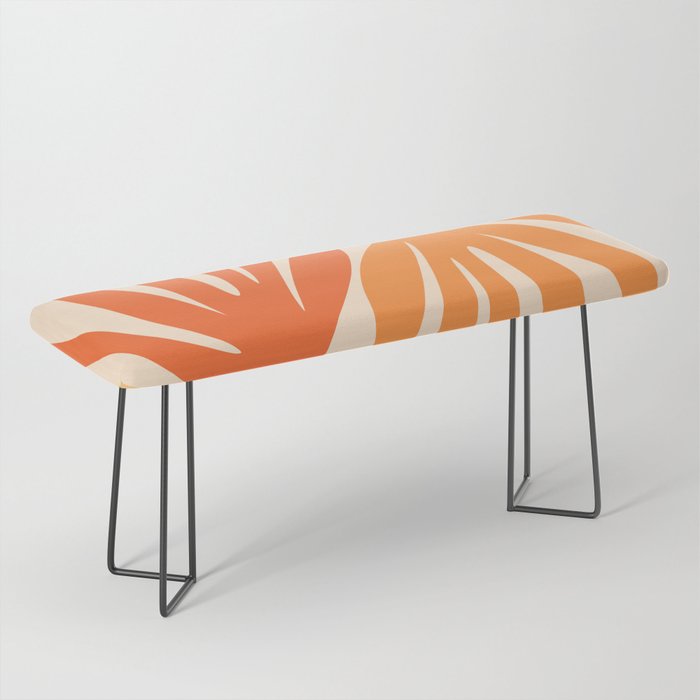 Maldives Abstract Botanical Pattern in Tangerine Orange Tones Bench Gallery Image 1