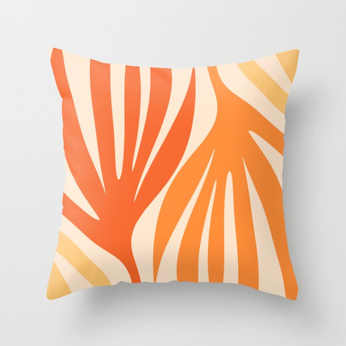 Maldives Abstract Botanical Pattern in Tangerine Orange Tones Throw Pillow Gallery Image 6