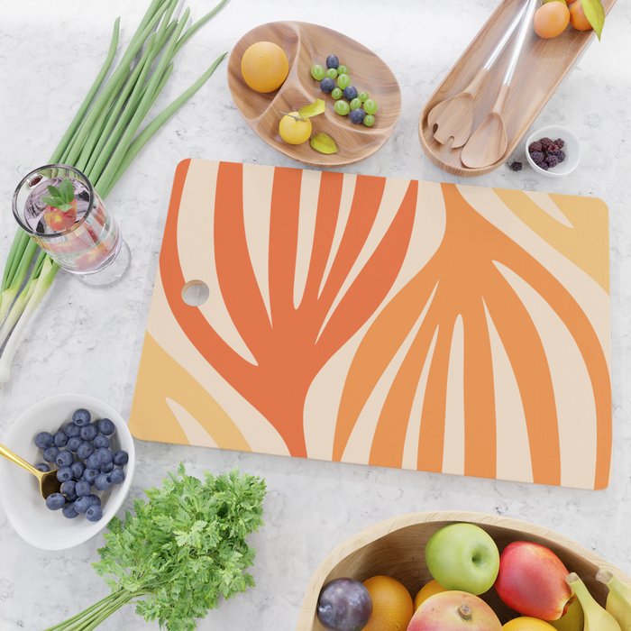 Maldives Abstract Botanical Pattern in Tangerine Orange Tones Cutting Board Gallery Image 2