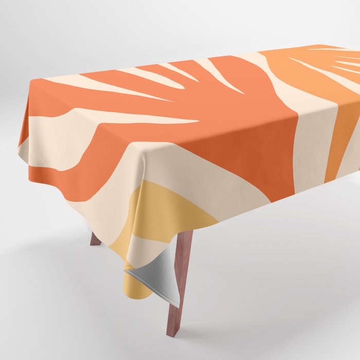 Maldives Abstract Botanical Pattern in Tangerine Orange Tones Tablecloth Gallery Image 1