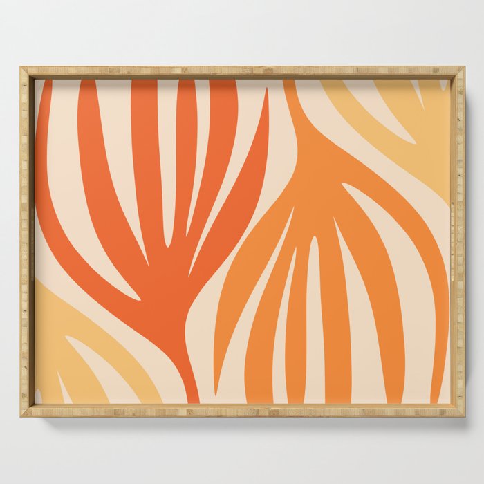 Maldives Abstract Botanical Pattern in Tangerine Orange Tones Serving Tray Gallery Image 1